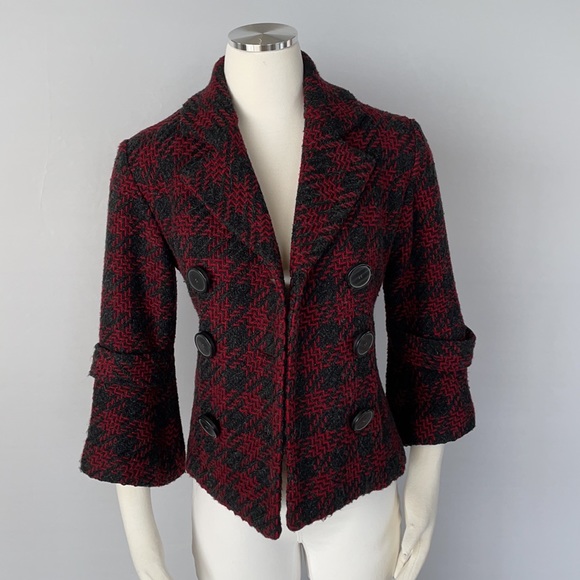 Mac & jac wool Double Breasted Tweed Jacket Size 6 - Picture 14 of 14